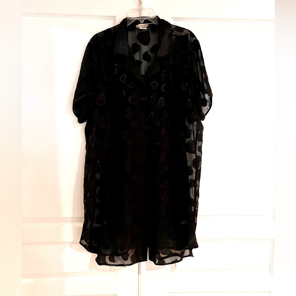 Sophia by Delicates  Night Shirt  Sheer Heart Pattern XL